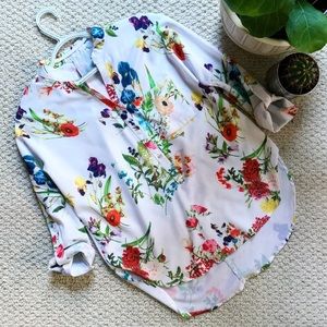 Ladies boutique floral high/low shirt